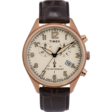 Timex Waterbury Traditional Chrono 42mm Gold Tan Brown